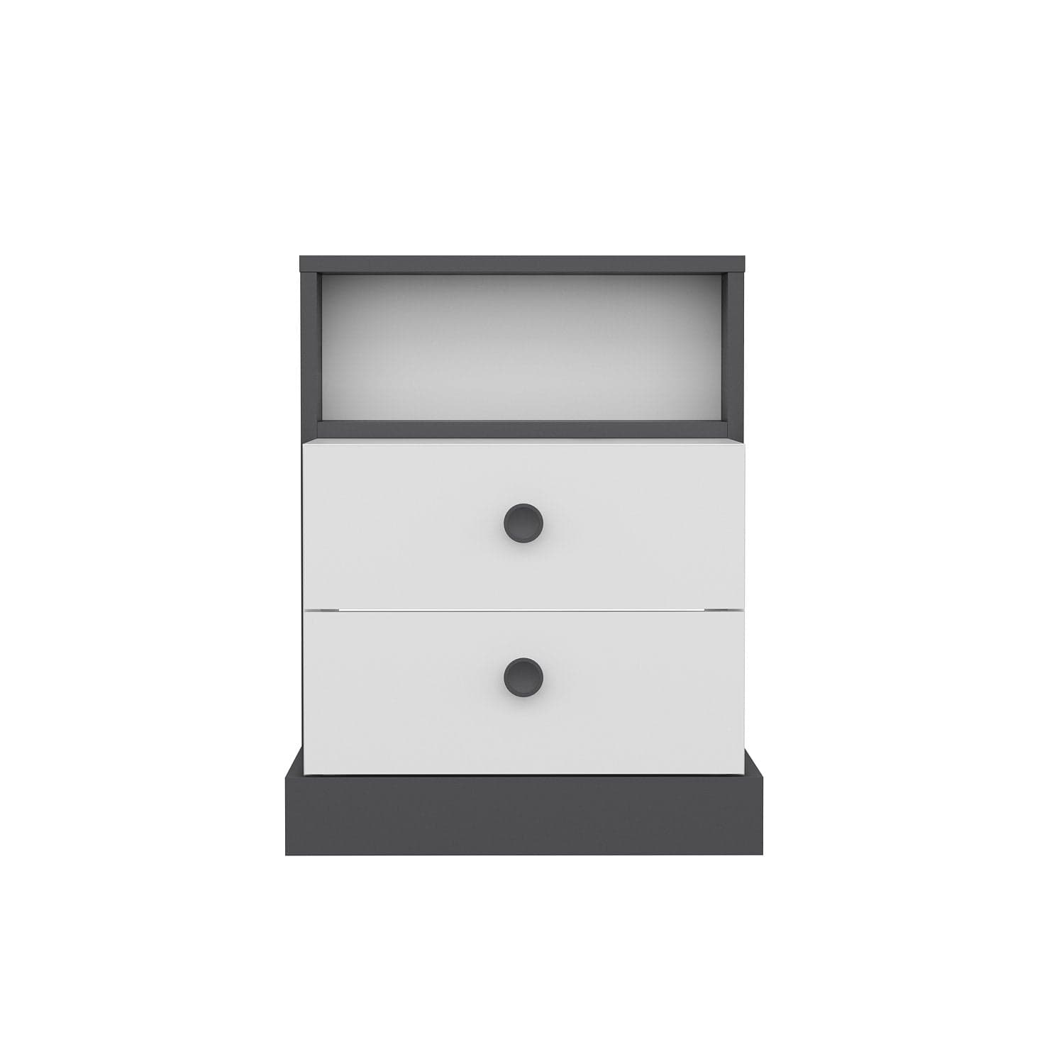 Asir Noptiera din pal, cu 2 sertare, Life Antracit / Alb, l62xA42xH62 cm