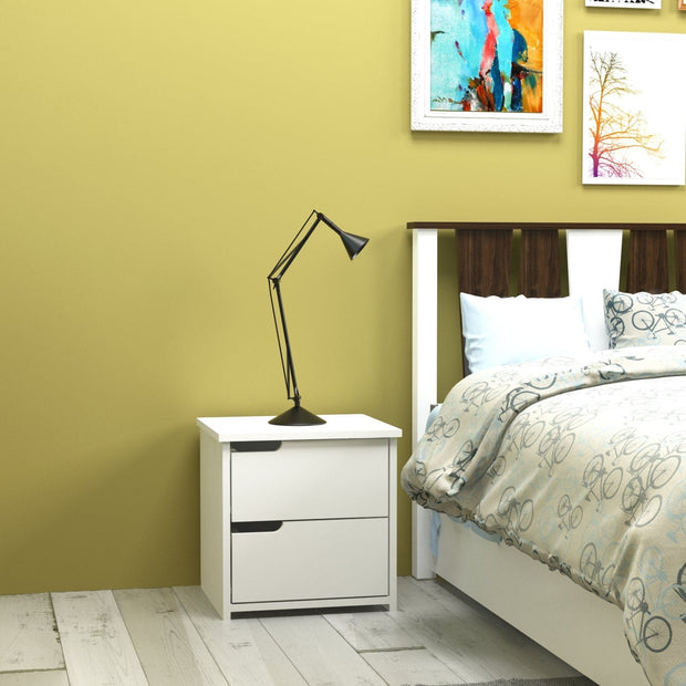 Asir Noptiera din pal, cu 2 sertare, Malarin Alb, l45xA40xH45 cm