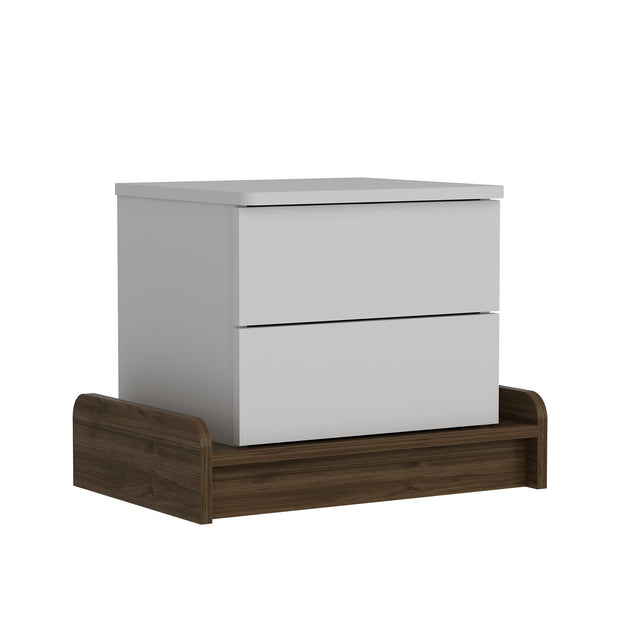 Asir Noptiera din pal, cu 2 sertare, Marina Alb / Nuc, l60xA40xH46 cm