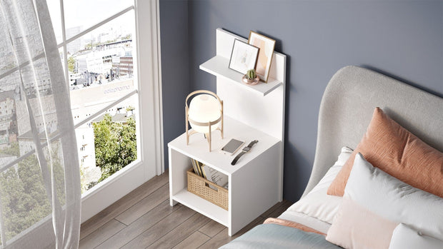 Asir Noptiera din pal, Peso W Alb, l44,5xA39,8xH90 cm