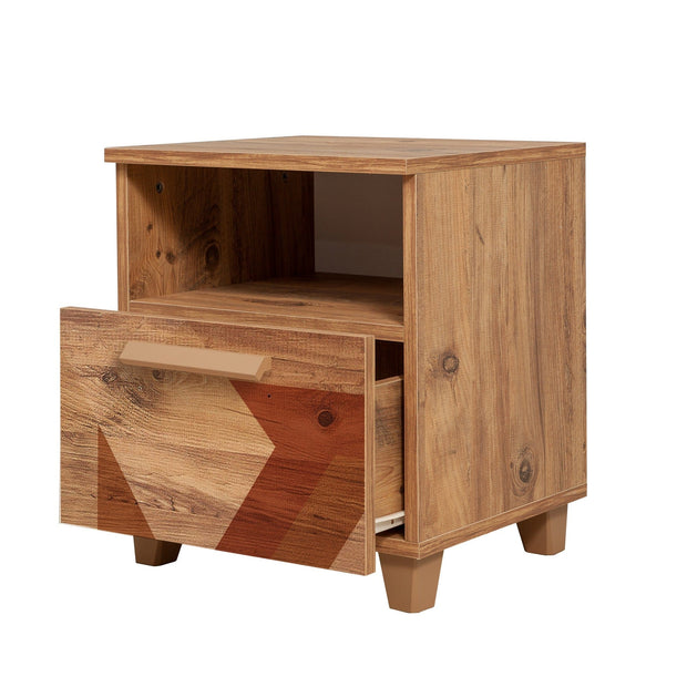 Asir Noptiera din pal si lemn, cu 1 sertar, Leva Flow Pin Atlantic, l45xA40xH52 cm