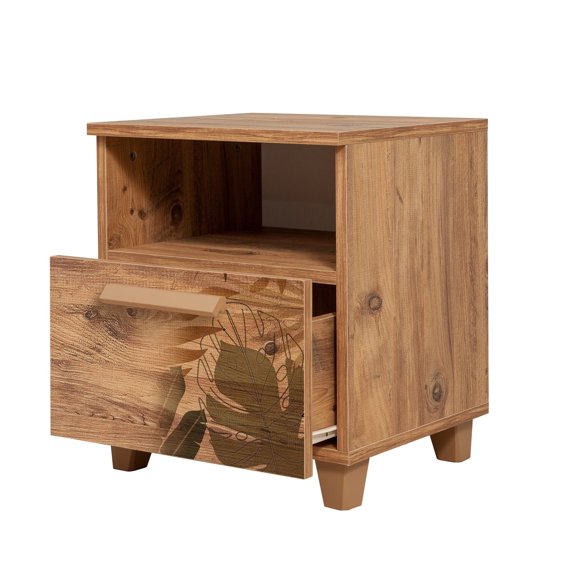 Asir Noptiera din pal si lemn, cu 1 sertar, Leva Forest Pin Atlantic, l45xA40xH52 cm