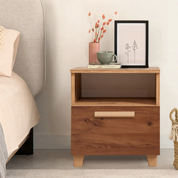 Asir Noptiera din pal si lemn, cu 1 sertar, Leva Form Pin Atlantic, l45xA40xH52 cm