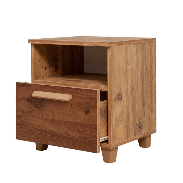 Asir Noptiera din pal si lemn, cu 1 sertar, Leva Form Pin Atlantic, l45xA40xH52 cm