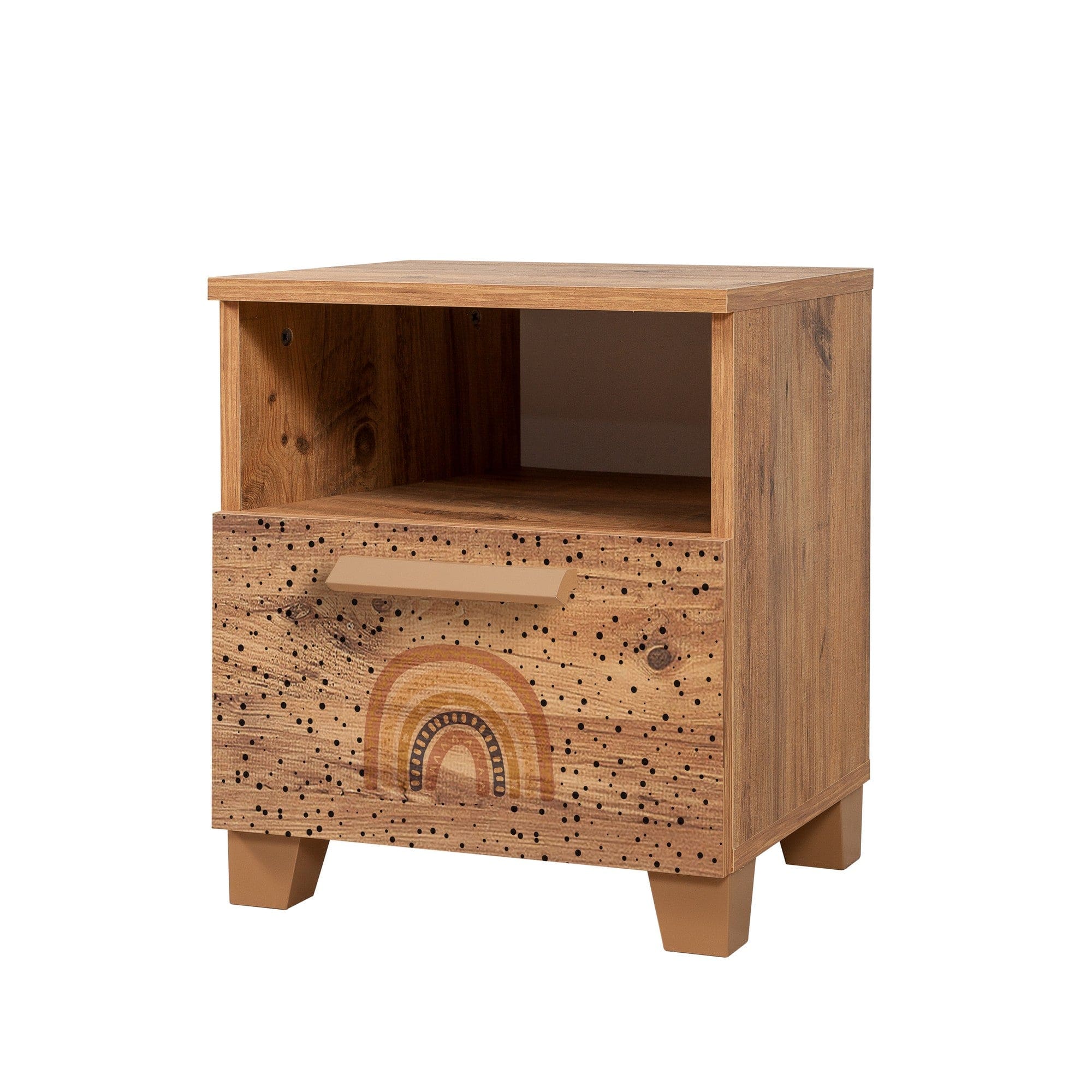 Asir Noptiera din pal si lemn, cu 1 sertar, Leva Rainbow Pin Atlantic, l45xA40xH52 cm