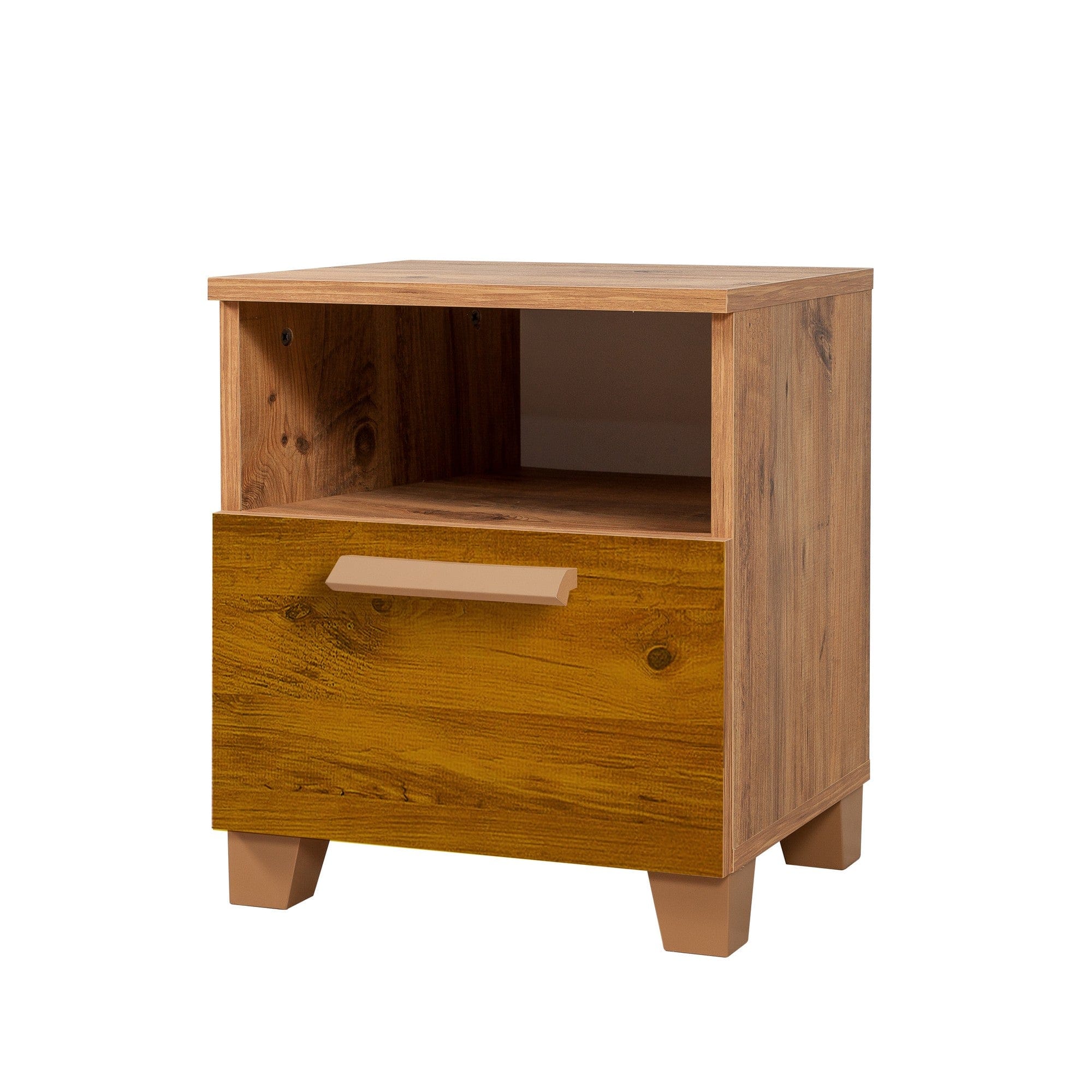 Asir Noptiera din pal si lemn, cu 1 sertar, Leva Sun Pin Atlantic, l45xA40xH52 cm