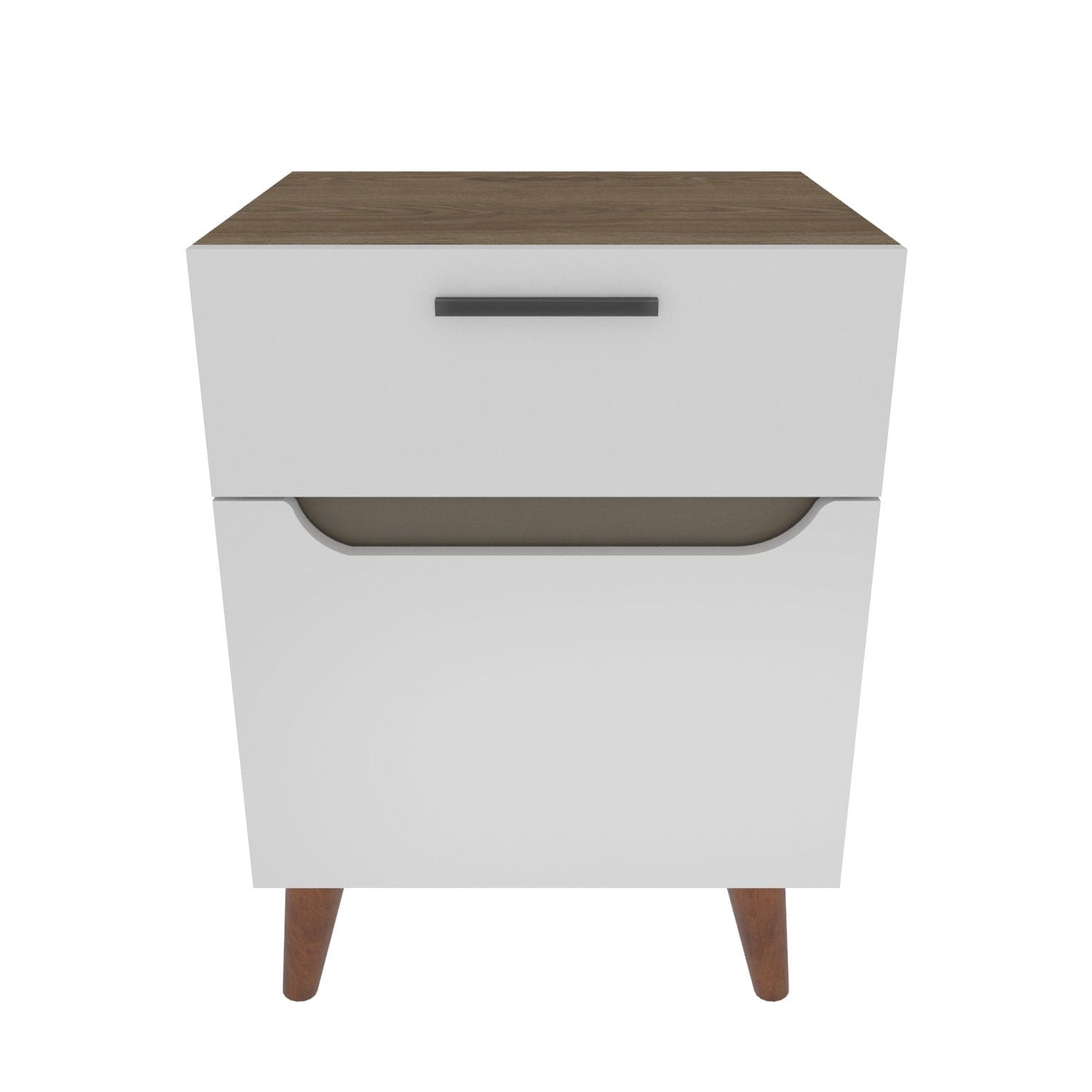 Asir Noptiera din pal si lemn, cu 1 sertar si 1 usa, Losso Alb / Stejar, l45xA63xH36,8 cm