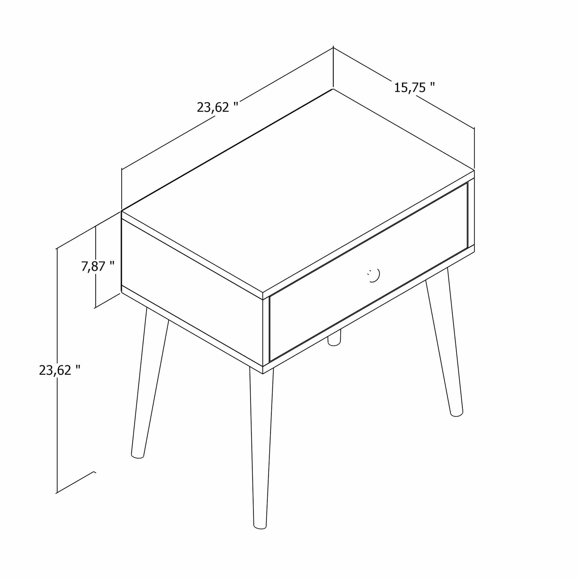 Noptiera din pal si lemn, cu 1 sertar, Sıla Stejar Antic, l60xA40xH60 cm (6)