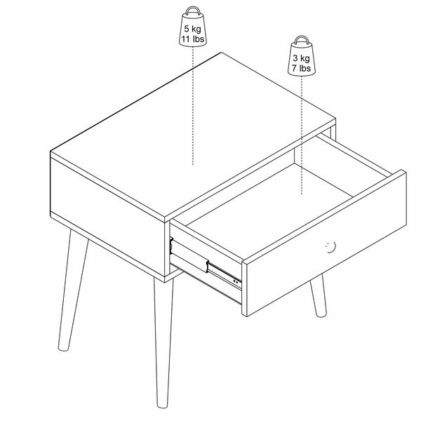 Noptiera din pal si lemn, cu 1 sertar, Sıla Stejar Antic, l60xA40xH60 cm (7)