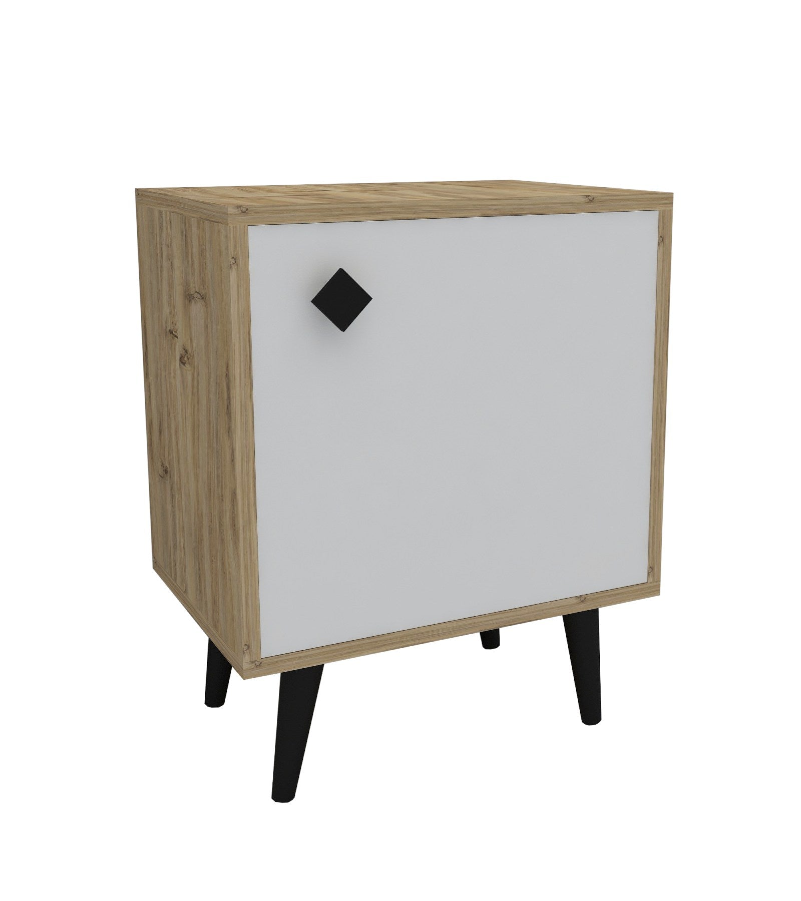 Asir Noptiera din pal si lemn, cu 1 usa, Hastikoz Kepi Stejar / Negru, l45xA35xH65 cm