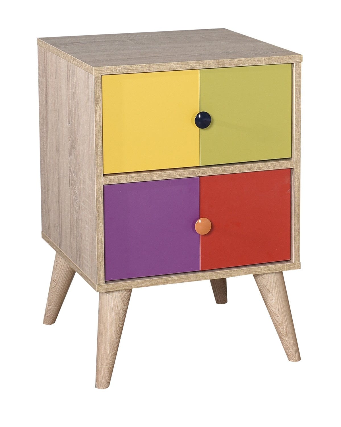 Asir Noptiera din pal si lemn, cu 2 sertare, Komodo 920 Multicolor / Stejar, l44xA44xH66 cm