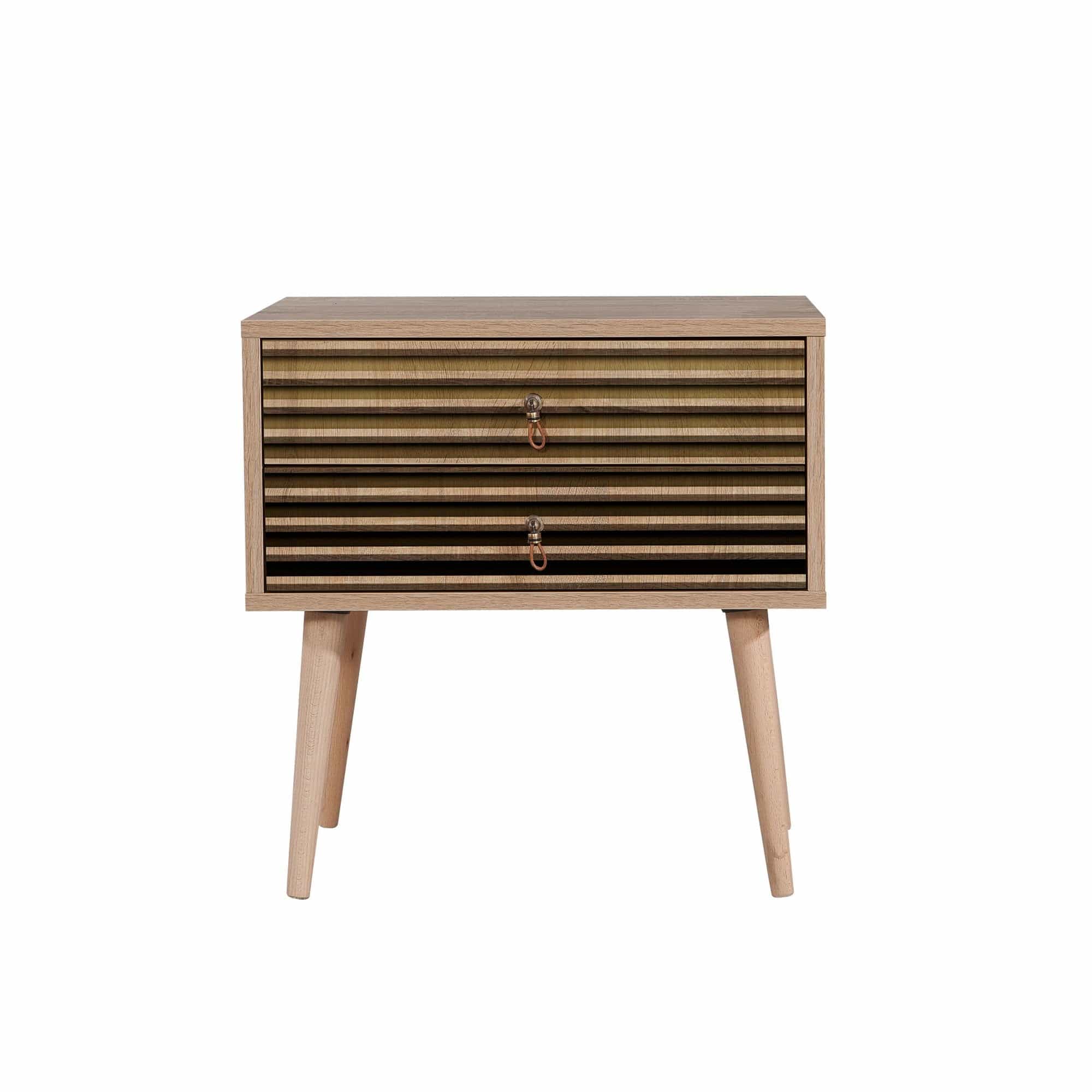 Asir Noptiera din pal si lemn, cu 2 sertare, Two 220 Stejar Sonoma, l60xA40xH61 cm