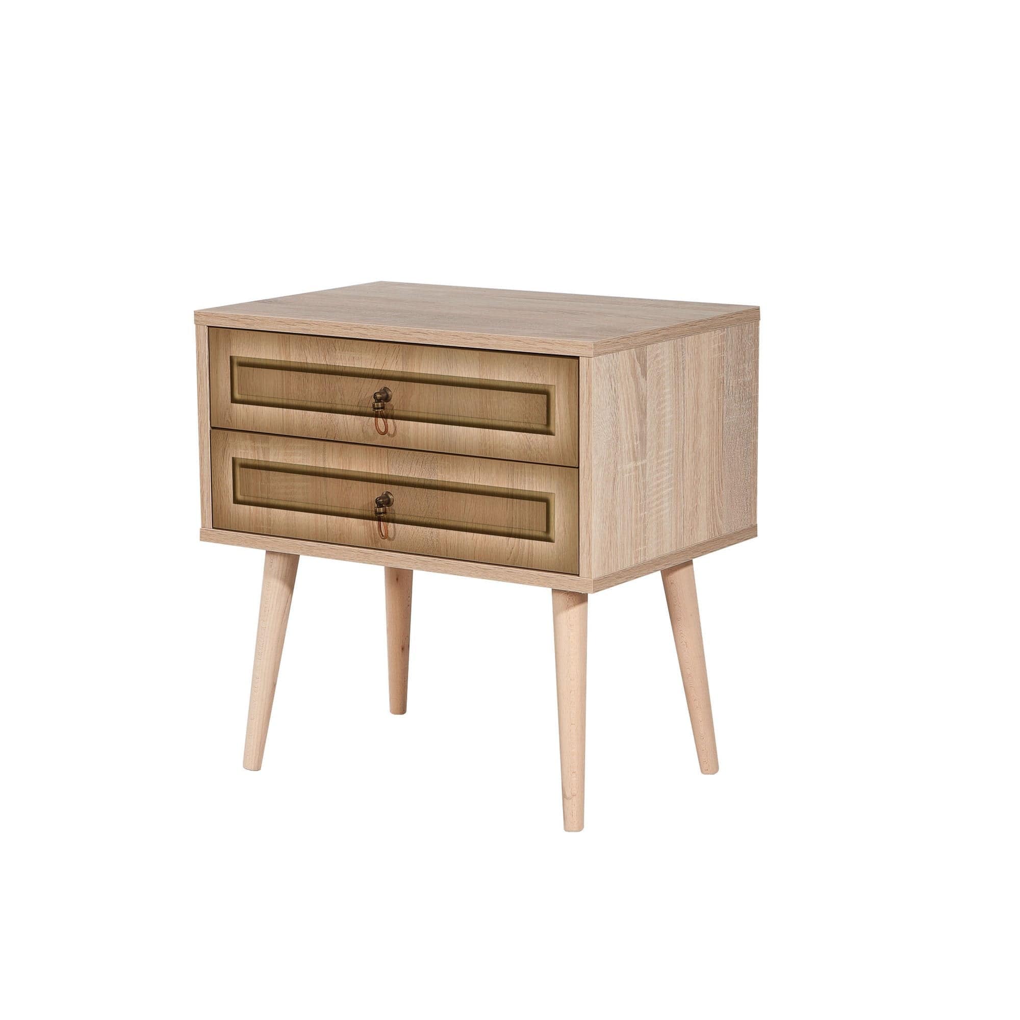 Asir Noptiera din pal si lemn, cu 2 sertare, Two 420 Stejar Sonoma, l60xA40xH61 cm
