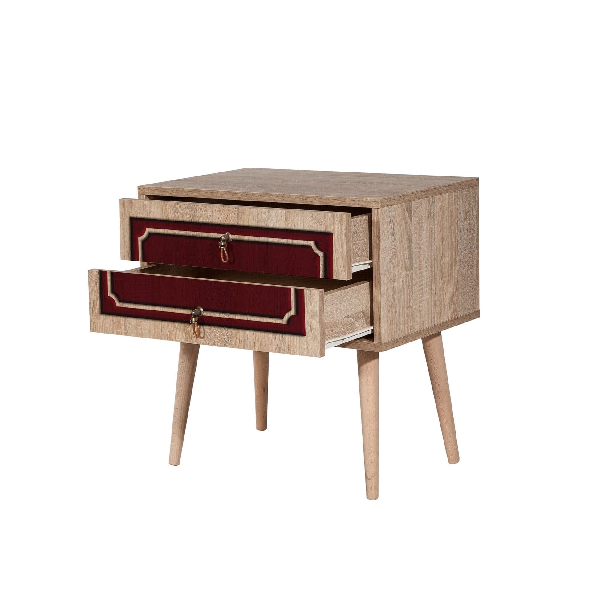 Asir Noptiera din pal si lemn, cu 2 sertare, Two 621 Stejar Sonoma, l60xA40xH61 cm