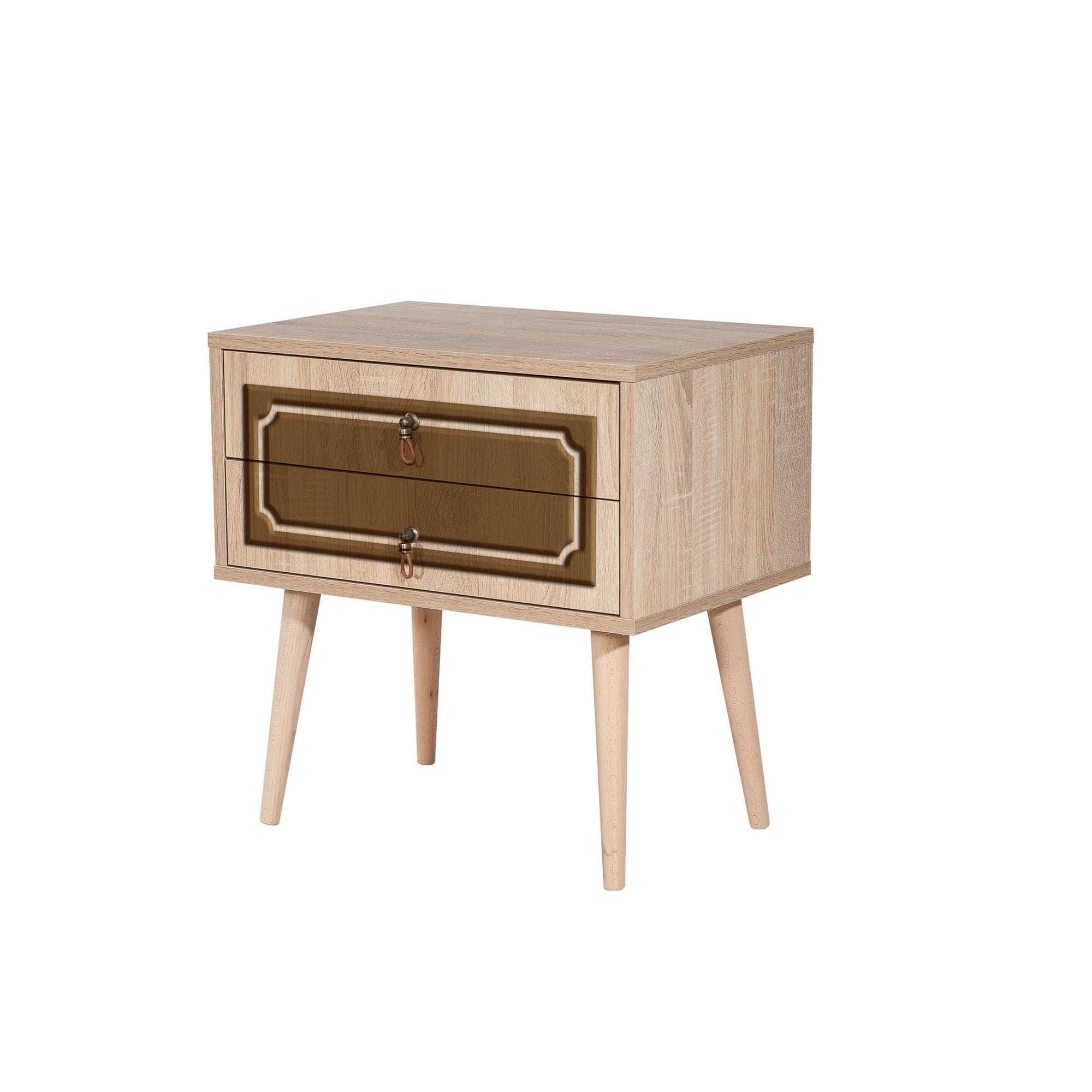 Asir Noptiera din pal si lemn, cu 2 sertare, Two 622 Stejar Sonoma, l60xA40xH61 cm