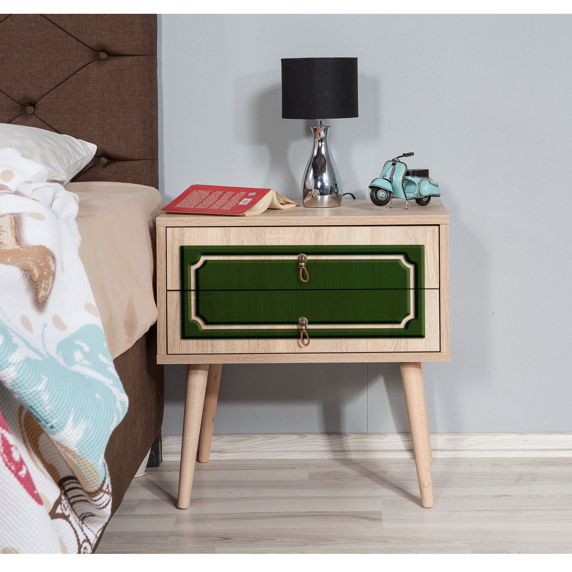 Asir Noptiera din pal si lemn, cu 2 sertare, Two 623 Stejar Sonoma, l60xA40xH61 cm