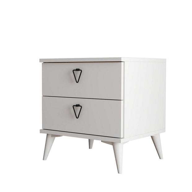 Noptiera din pal si lemn, cu 2 sertare, Versa 3634 Alb, l52xA45xH55,1 cm (3)