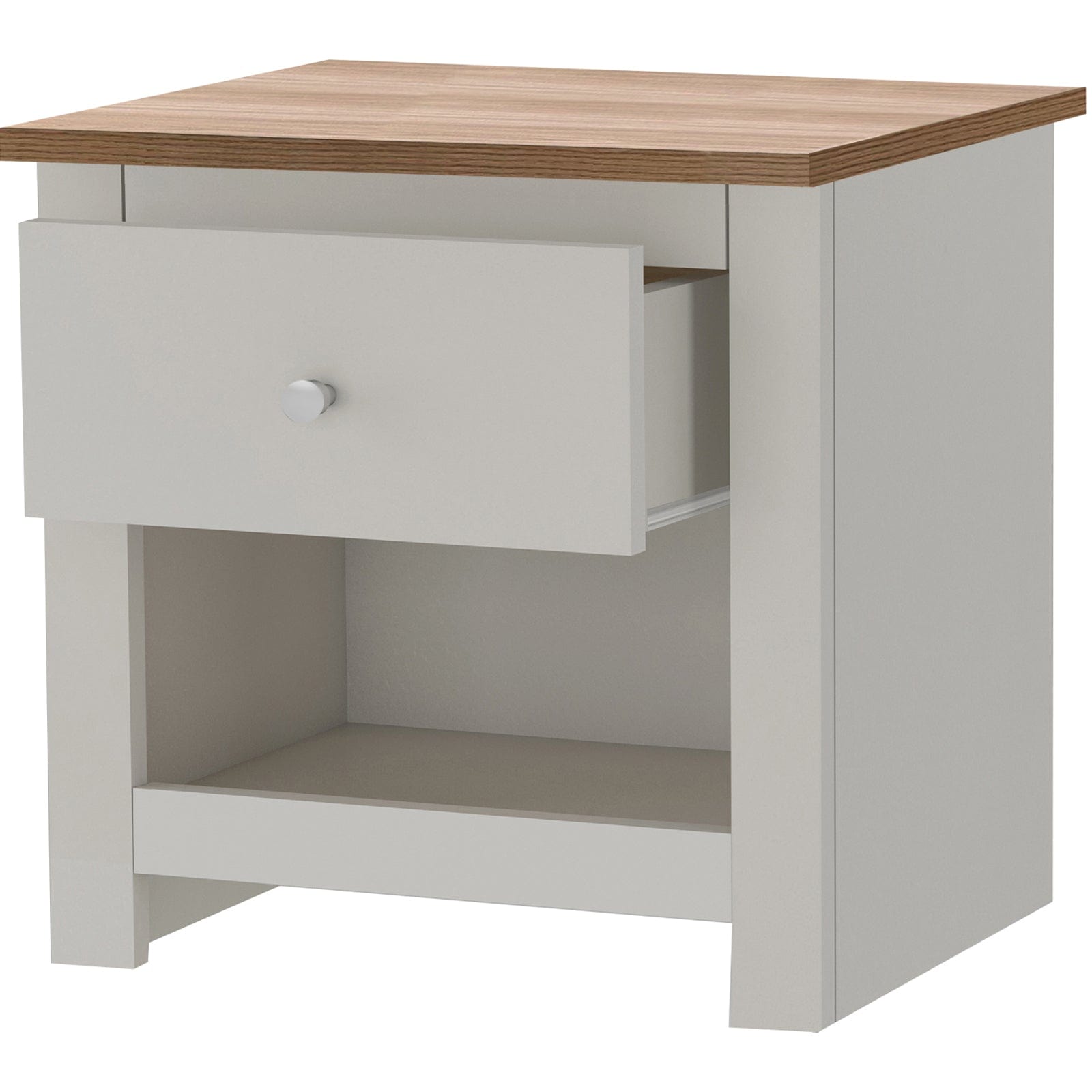 Dorel Home Noptiera din pal si MDF cu 1 sertar, Emerald Crem / Stejar, l45xA35xH46 cm