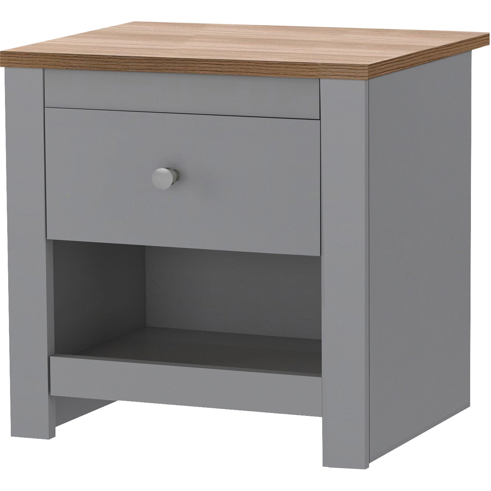 Dorel Home Noptiera din pal si MDF cu 1 sertar, Emerald Gri / Stejar, l45xA35xH46 cm