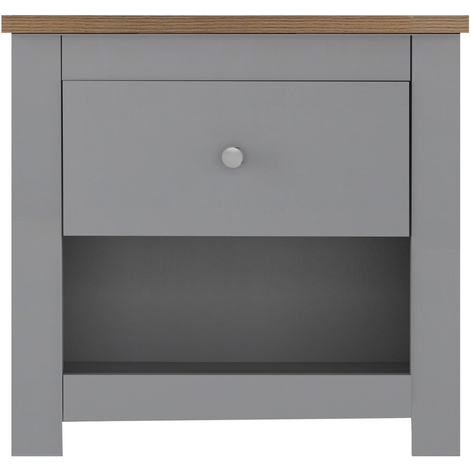 Dorel Home Noptiera din pal si MDF cu 1 sertar, Emerald Gri / Stejar, l45xA35xH46 cm