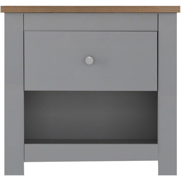 Dorel Home Noptiera din pal si MDF cu 1 sertar, Emerald Gri / Stejar, l45xA35xH46 cm