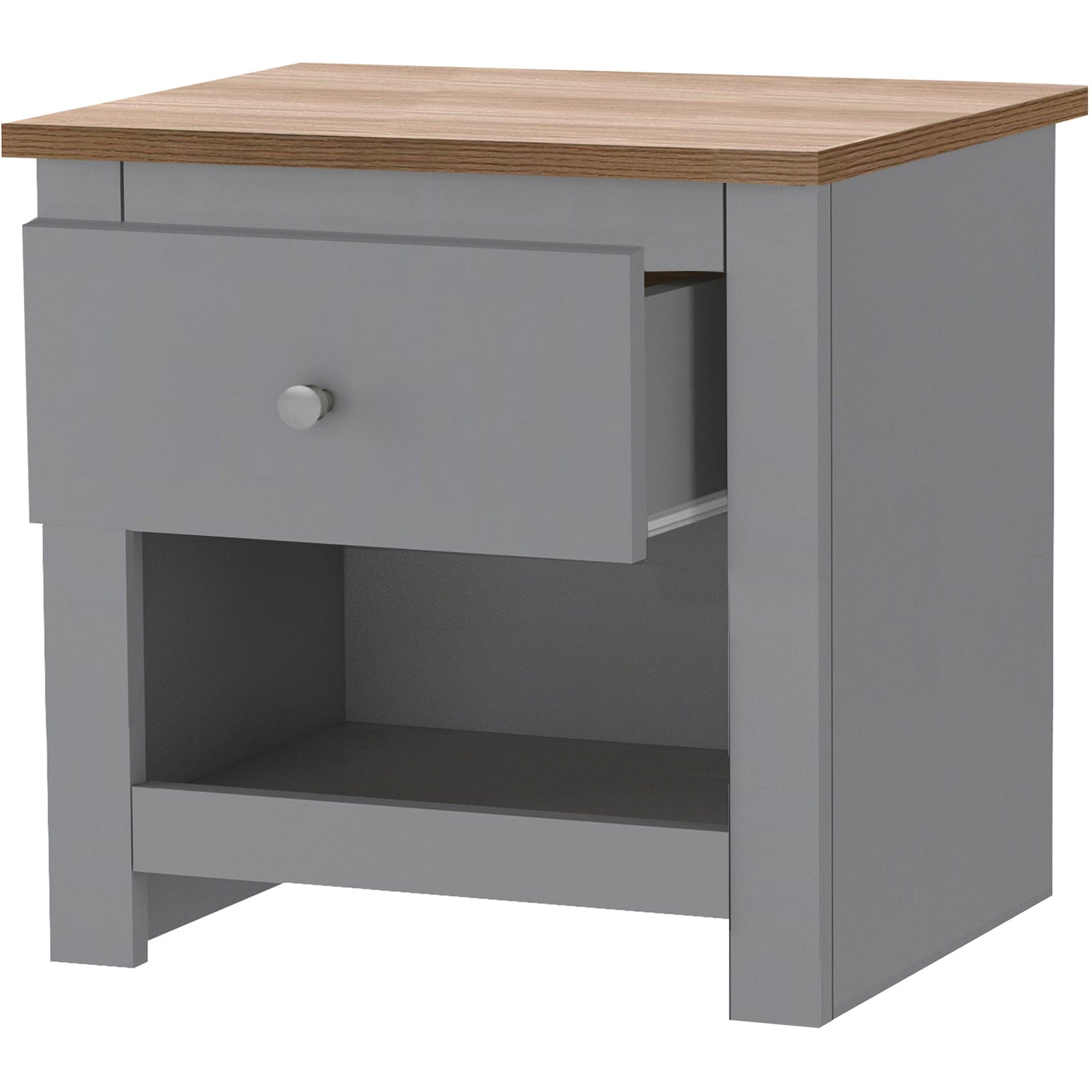 Dorel Home Noptiera din pal si MDF cu 1 sertar, Emerald Gri / Stejar, l45xA35xH46 cm