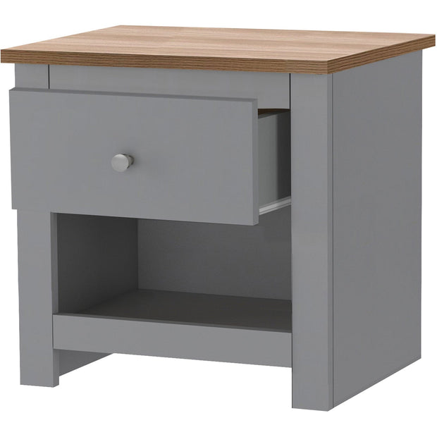 Dorel Home Noptiera din pal si MDF cu 1 sertar, Emerald Gri / Stejar, l45xA35xH46 cm