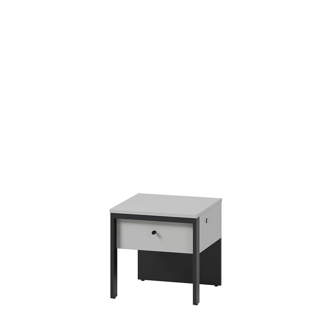 Lenart Noptiera din pal si MDF, cu 1 sertar si LED inclus, Gris GS-05 Gri / Negru, l40xA40xH40 cm