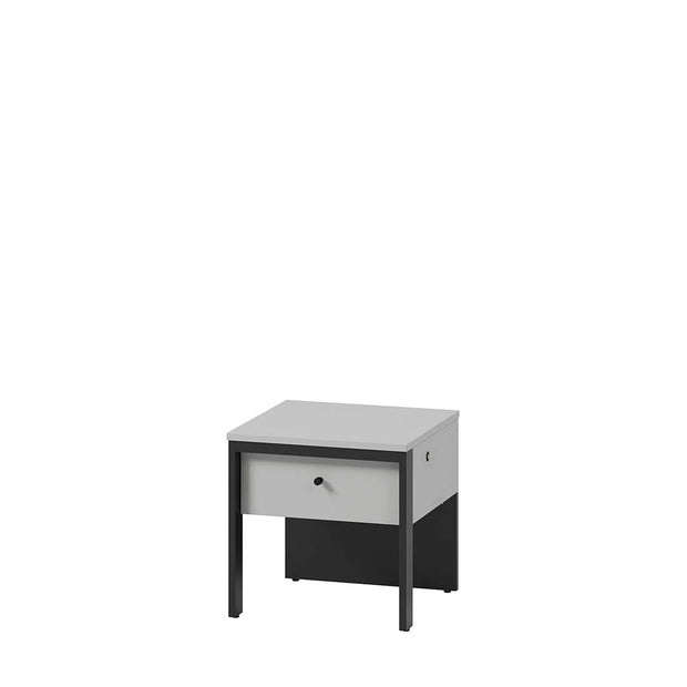 Lenart Noptiera din pal si MDF, cu 1 sertar si LED inclus, Gris GS-05 Gri / Negru, l40xA40xH40 cm
