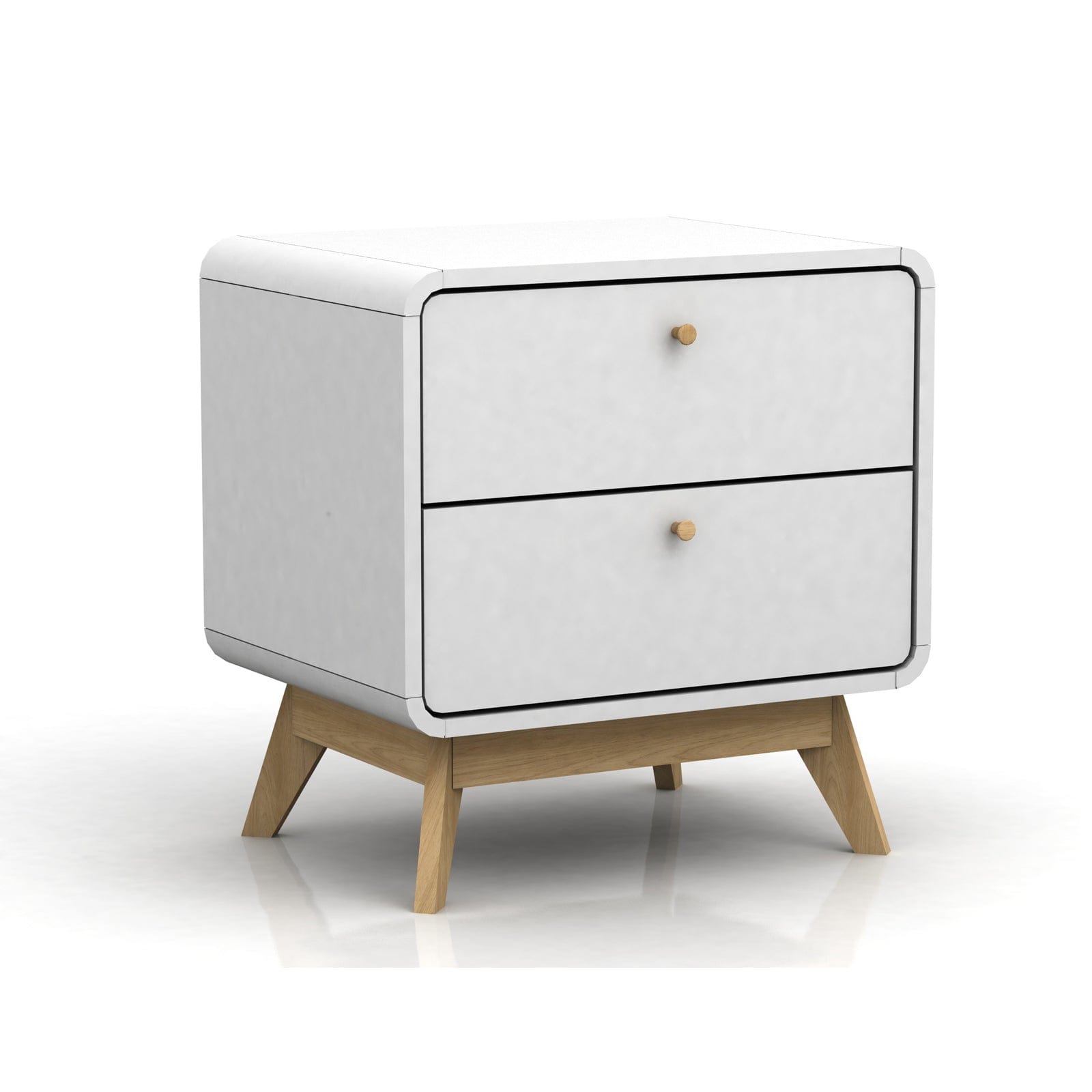 Dorel Home Noptiera din pal si MDF cu 2 sertare, Cassie Alb / Stejar, l51xA39xH53 cm