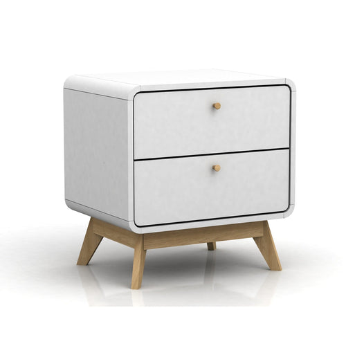 Dorel Home Noptiera din pal si MDF cu 2 sertare, Cassie Alb / Stejar, l51xA39xH53 cm