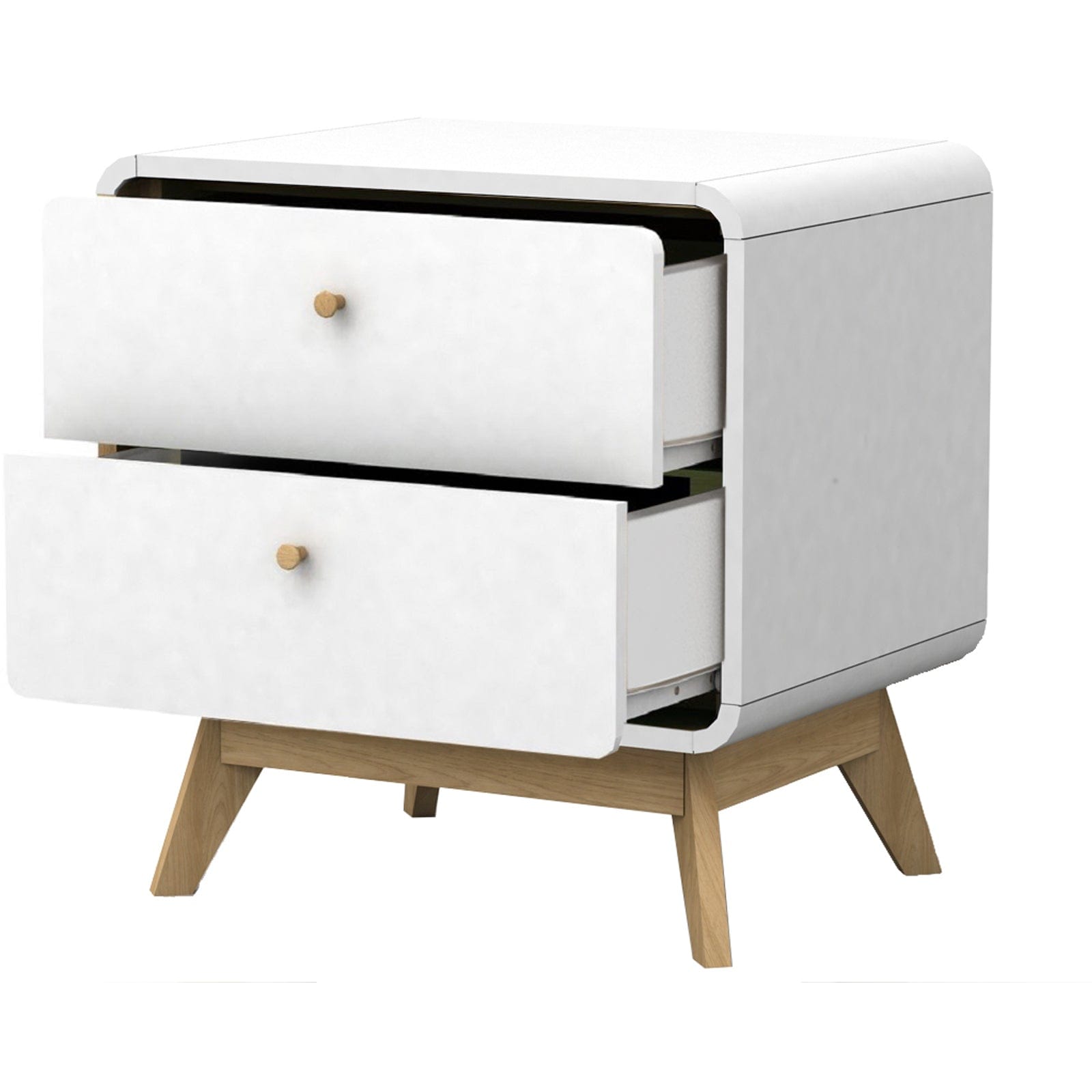 Dorel Home Noptiera din pal si MDF cu 2 sertare, Cassie Alb / Stejar, l51xA39xH53 cm