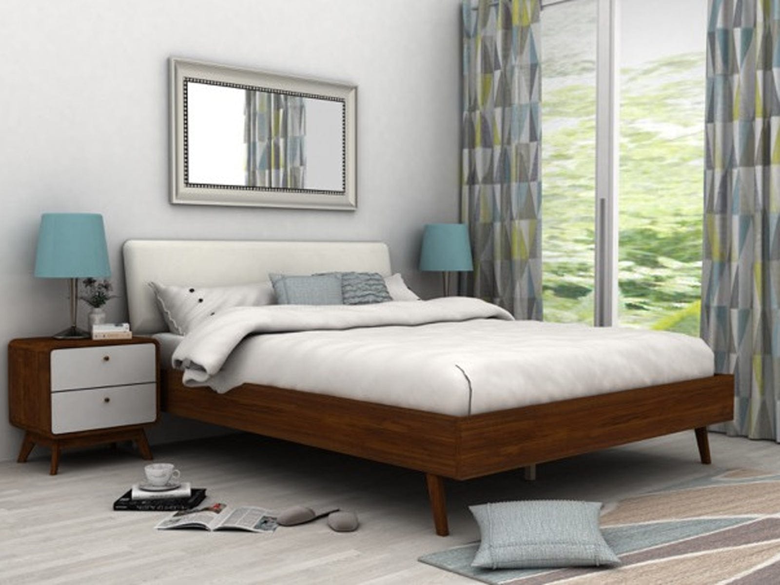 Dorel Home Noptiera din pal si MDF cu 2 sertare, Cassie Nuc / Alb, l51xA39xH53 cm