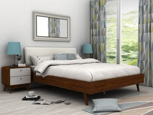 Dorel Home Noptiera din pal si MDF cu 2 sertare, Cassie Nuc / Alb, l51xA39xH53 cm