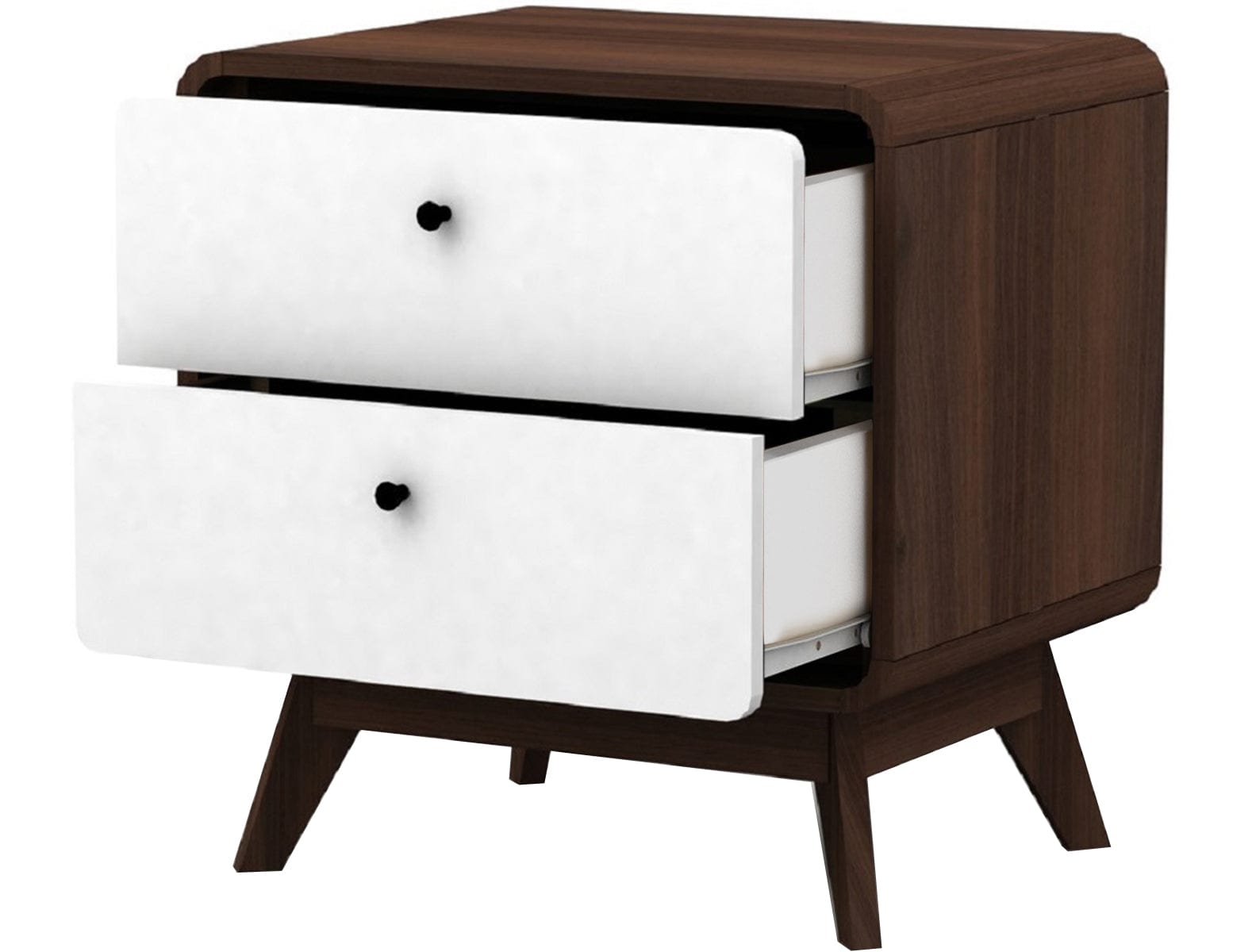 Dorel Home Noptiera din pal si MDF cu 2 sertare, Cassie Nuc / Alb, l51xA39xH53 cm