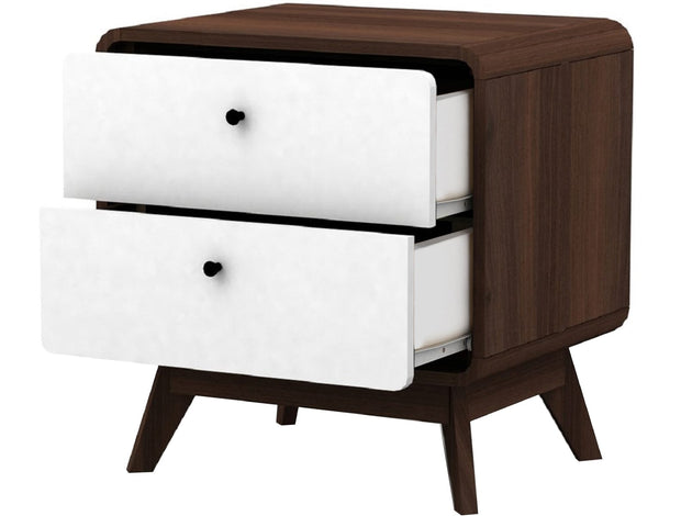 Dorel Home Noptiera din pal si MDF cu 2 sertare, Cassie Nuc / Alb, l51xA39xH53 cm