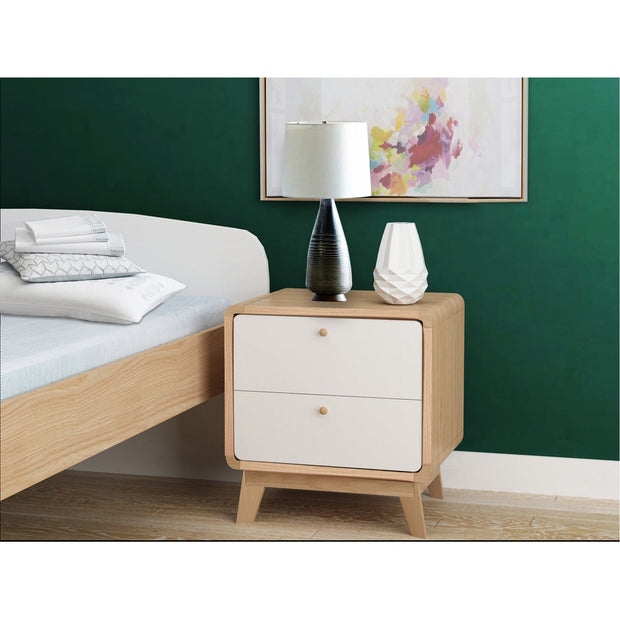 Dorel Home Noptiera din pal si MDF cu 2 sertare, Cassie Stejar / Alb, l51xA39xH53 cm