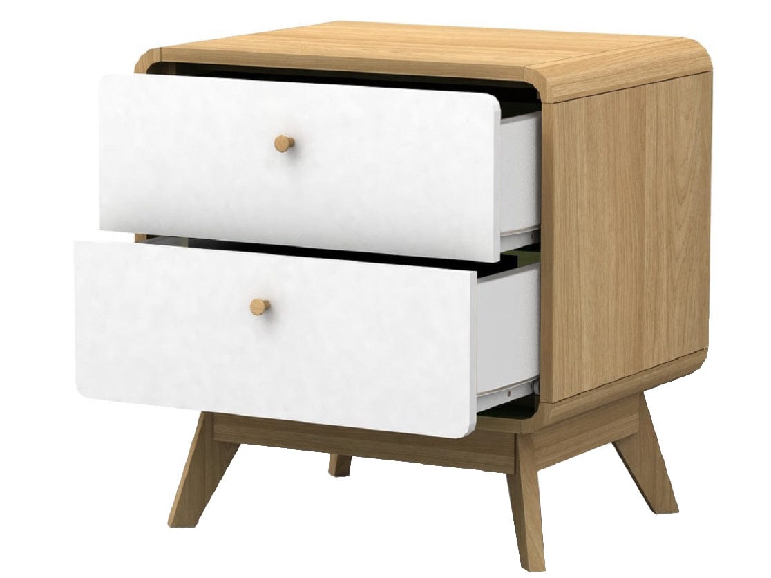 Dorel Home Noptiera din pal si MDF cu 2 sertare, Cassie Stejar / Alb, l51xA39xH53 cm