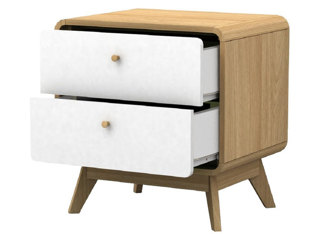 Dorel Home Noptiera din pal si MDF cu 2 sertare, Cassie Stejar / Alb, l51xA39xH53 cm