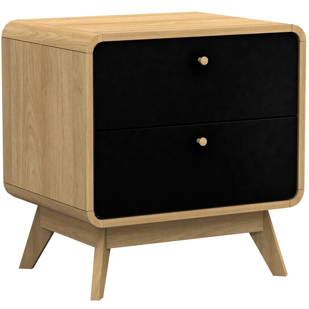 Dorel Home Noptiera din pal si MDF cu 2 sertare, Cassie Stejar / Negru, l51xA39xH53 cm