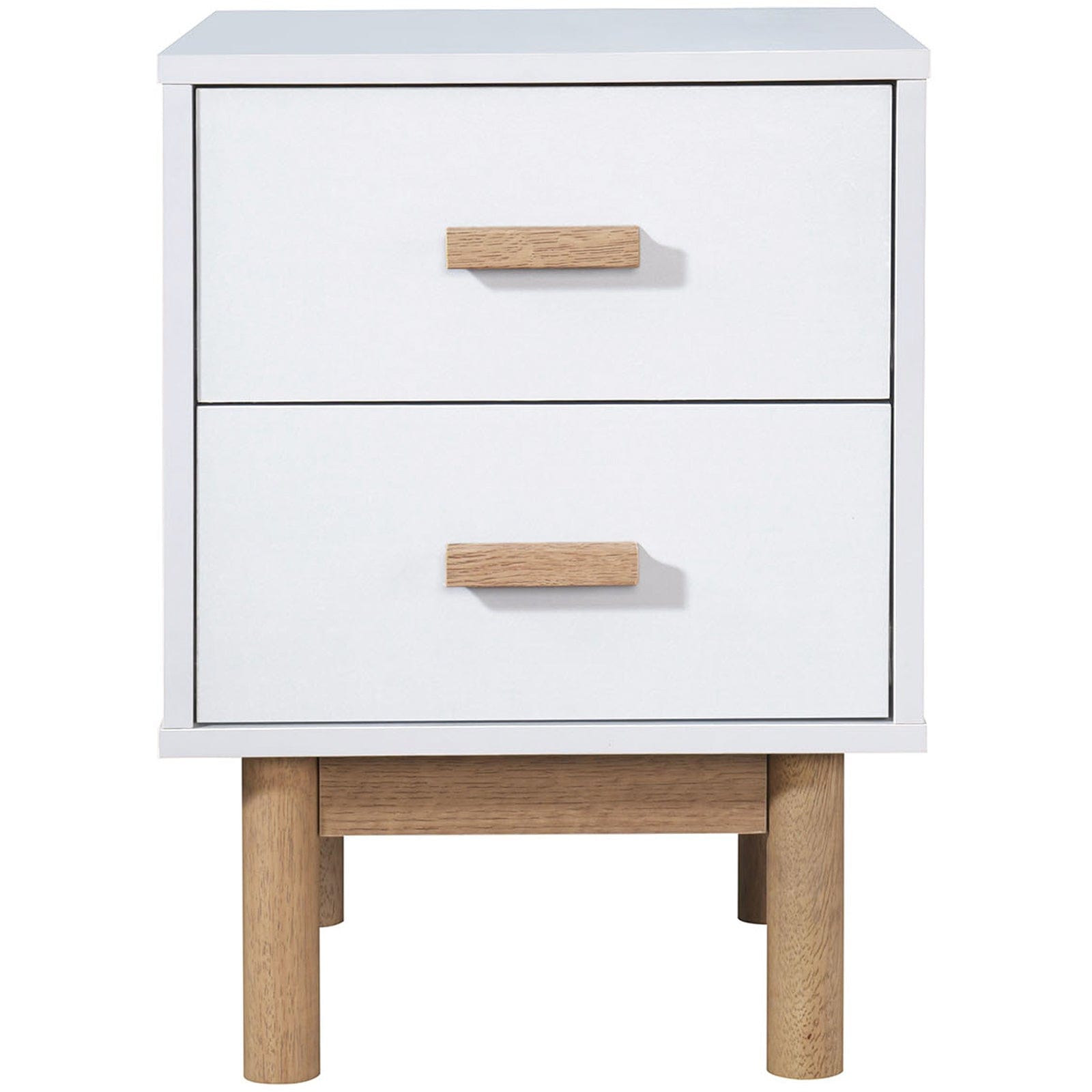 Dorel Home Noptiera din pal si MDF cu 2 sertare, Melanie Alb / Stejar, l40xA44xH55 cm