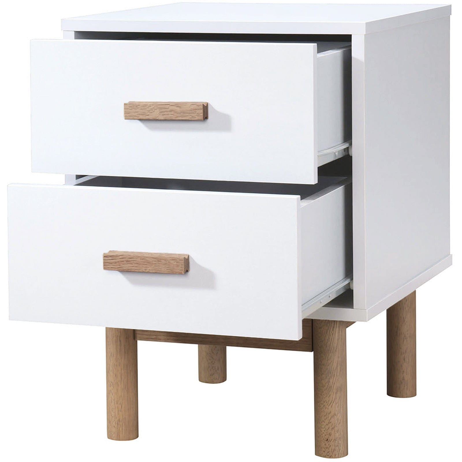 Dorel Home Noptiera din pal si MDF cu 2 sertare, Melanie Alb / Stejar, l40xA44xH55 cm