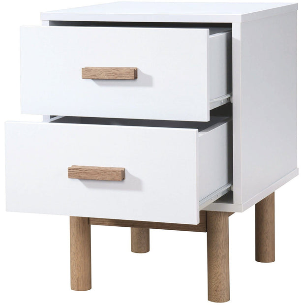 Dorel Home Noptiera din pal si MDF cu 2 sertare, Melanie Alb / Stejar, l40xA44xH55 cm