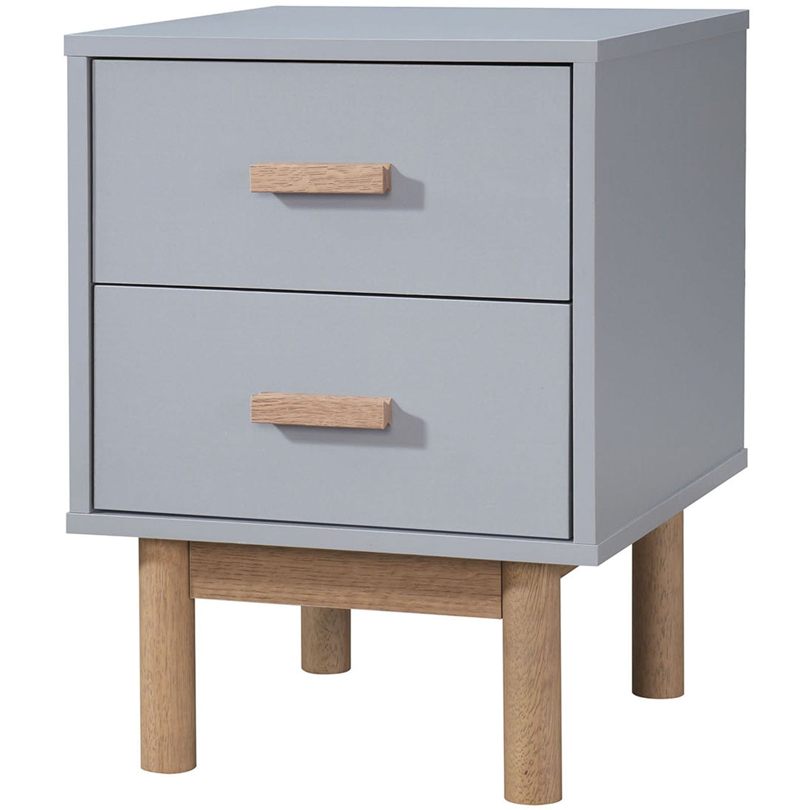 Dorel Home Noptiera din pal si MDF cu 2 sertare, Melanie Gri / Stejar, l40xA44xH55 cm