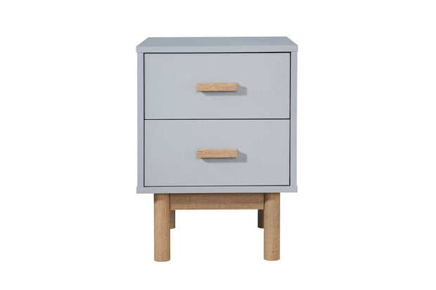 Dorel Home Noptiera din pal si MDF cu 2 sertare, Melanie Gri / Stejar, l40xA44xH55 cm