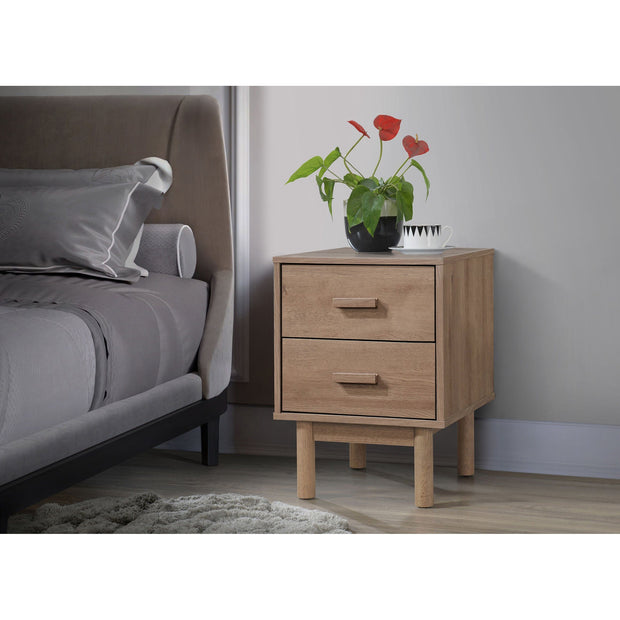 Dorel Home Noptiera din pal si MDF cu 2 sertare, Melanie Stejar, l40xA44xH55 cm