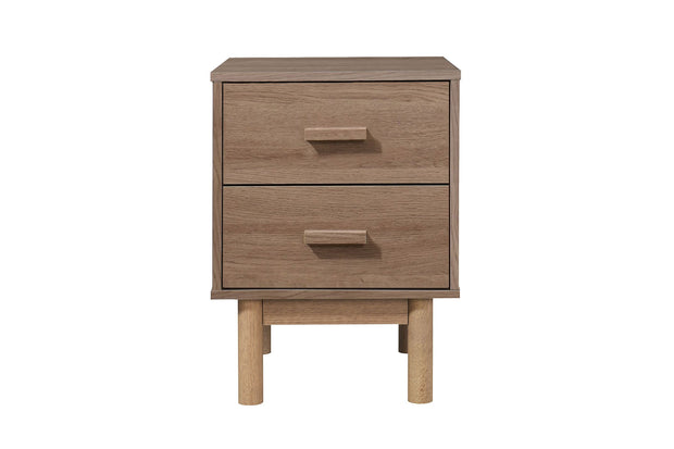 Dorel Home Noptiera din pal si MDF cu 2 sertare, Melanie Stejar, l40xA44xH55 cm