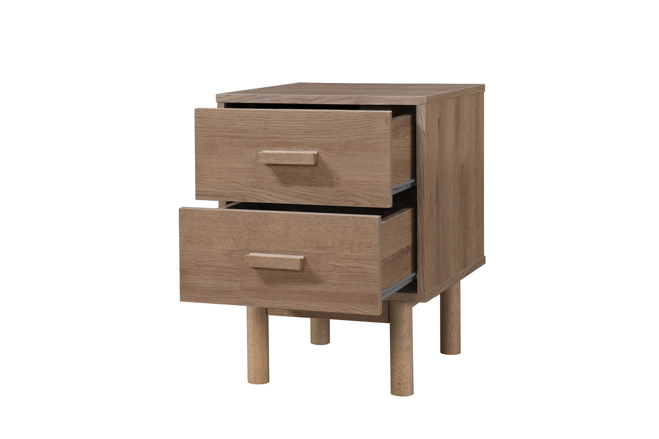 Dorel Home Noptiera din pal si MDF cu 2 sertare, Melanie Stejar, l40xA44xH55 cm