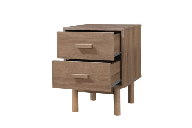 Dorel Home Noptiera din pal si MDF cu 2 sertare, Melanie Stejar, l40xA44xH55 cm