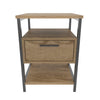 Noptiera din pal si metal, cu 1 sertar, Alba Stejar / Negru, l45xA45xH61,8 cm (4)